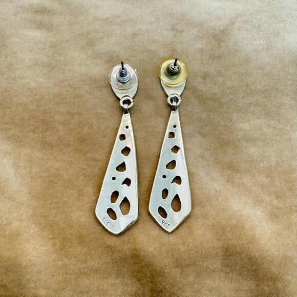 Sterling Silver 925 Dangle Pendant Drop Earrings Post Back Pierced Ears - Picture 2 of 6